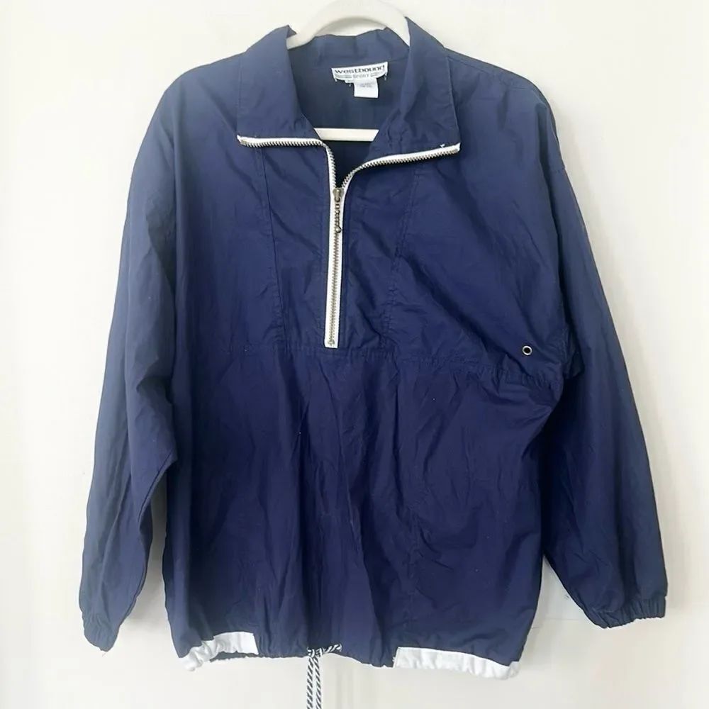Westbound Cotton Vintage Blue Nautical Pullover Jacket L